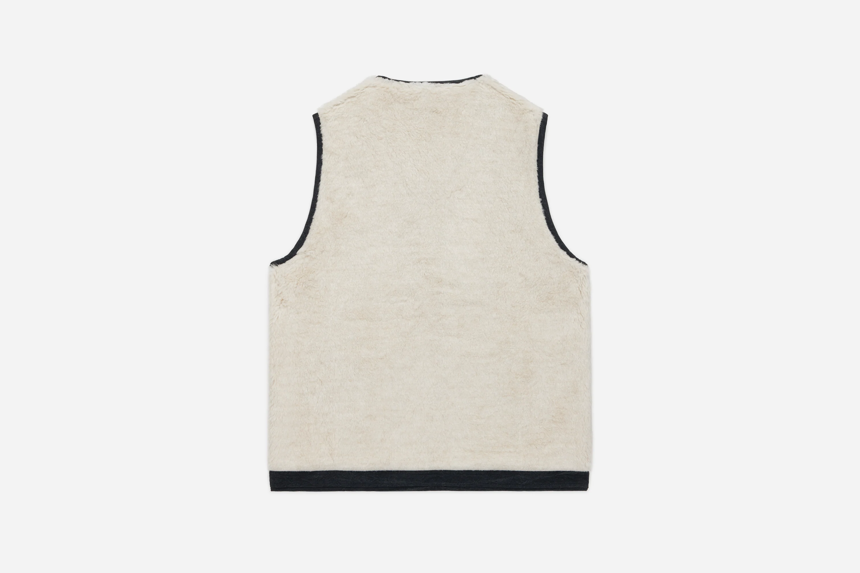 Reversible Work Vest ~ Black Canvas/Ecru Wool Sherpa - Image 6