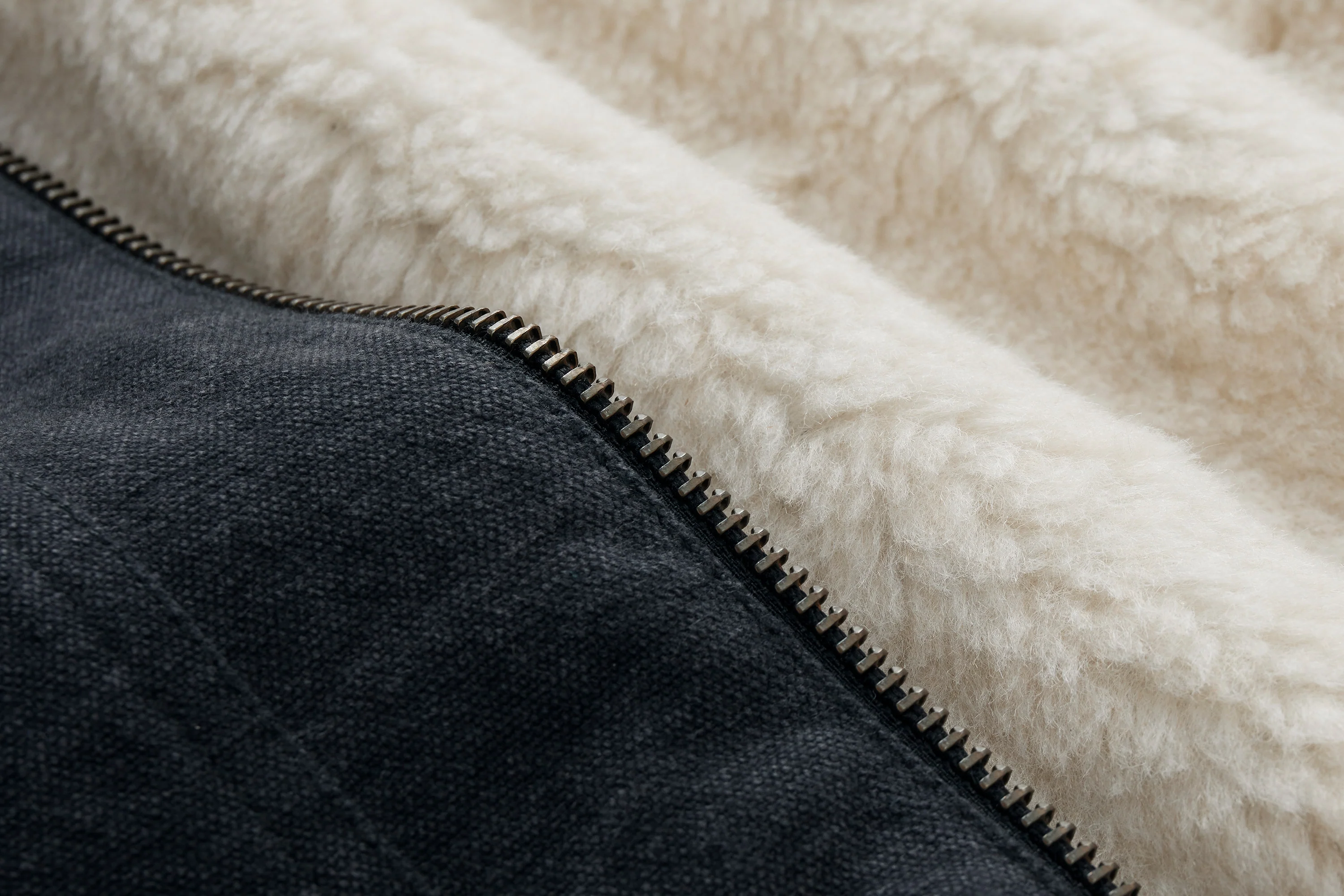 Reversible Work Vest ~ Black Canvas/Ecru Wool Sherpa - Image 8